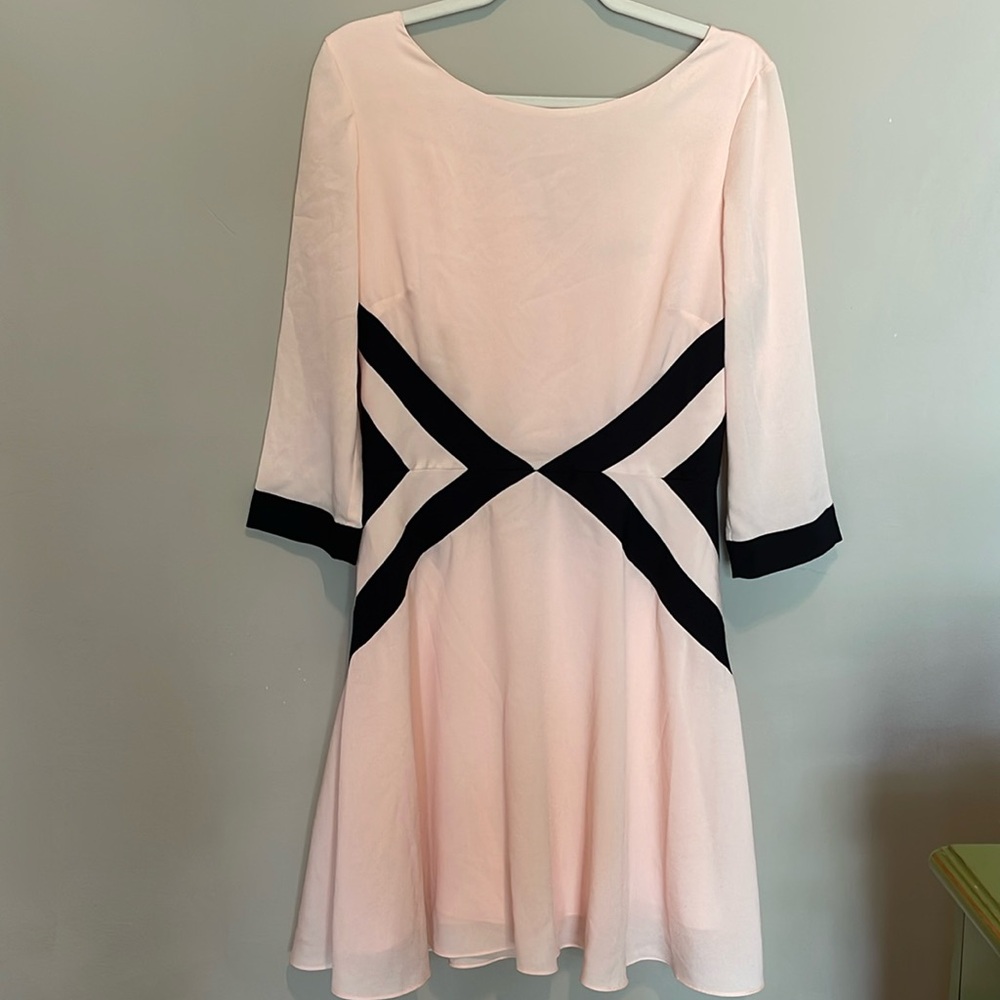 Gianni Bini Blush Black Chiffon Long Sleeve A-Line Mini Dress Size 10